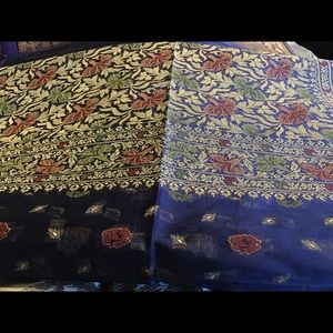Indian Dark Blue Banarsi Sari. Beautiful work